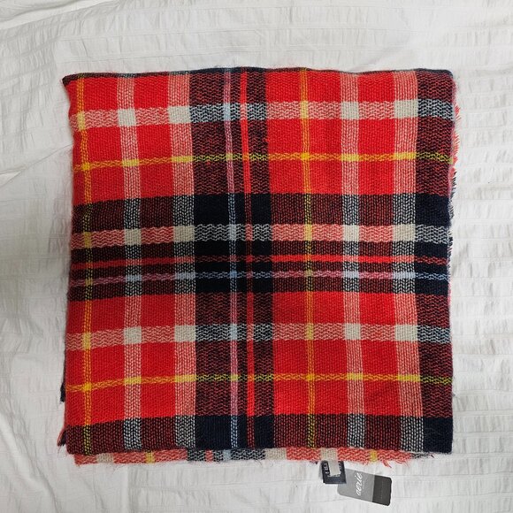 Aerie Plaid Woven Blanket Scarf - Red - 59x59 in - NWT - Picture 1 of 6